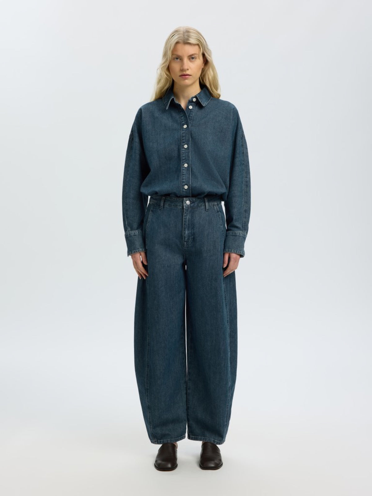 SLWBELLA Chemise en jean manches chauve-souris — Medium Blue Denim — vue 4