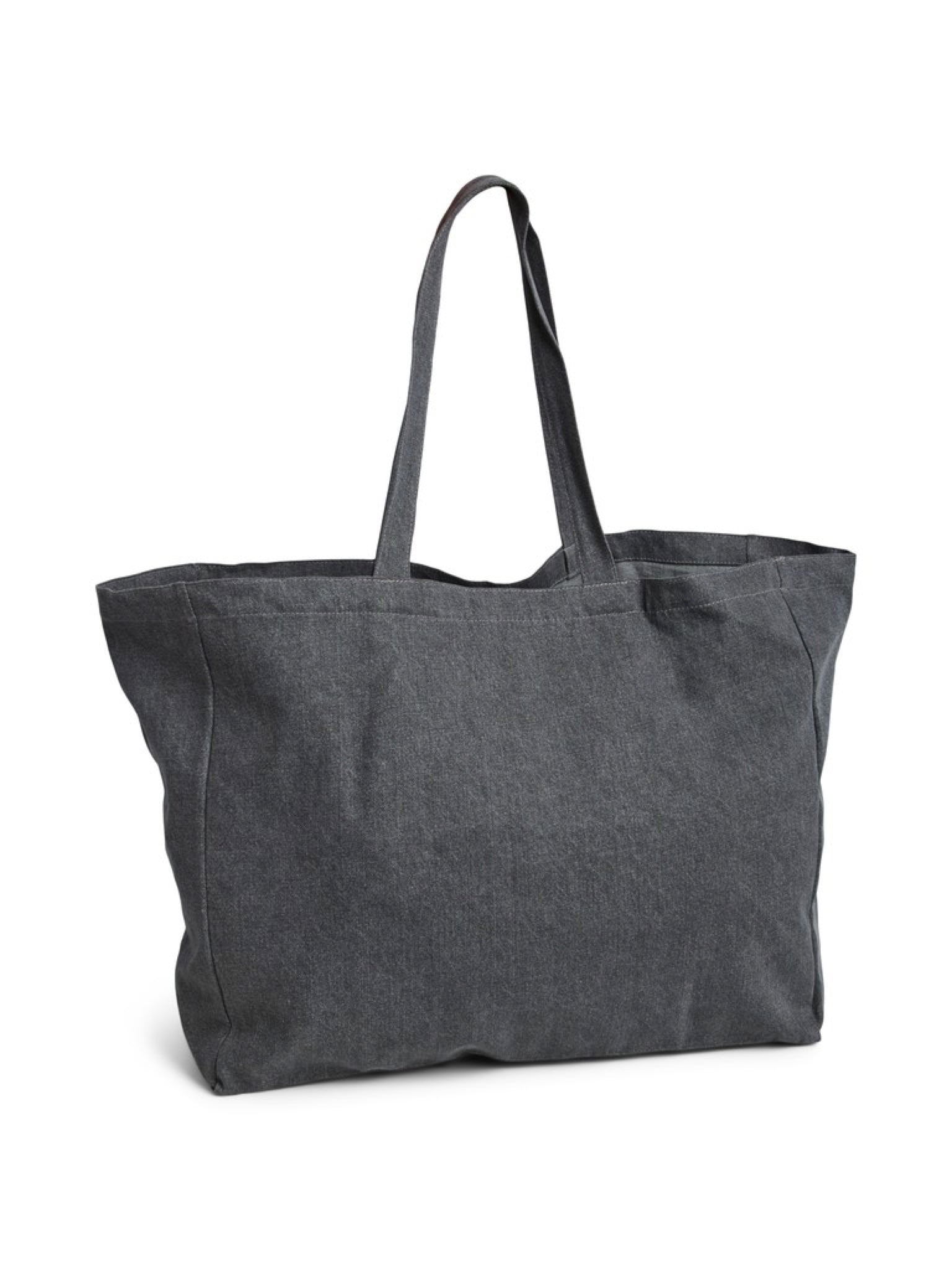 PCSASTRO Tote bag en coton à slogan — Pieces — Black Washed/neon yellow — packshot 2 | Appart 17 Bruxelles
