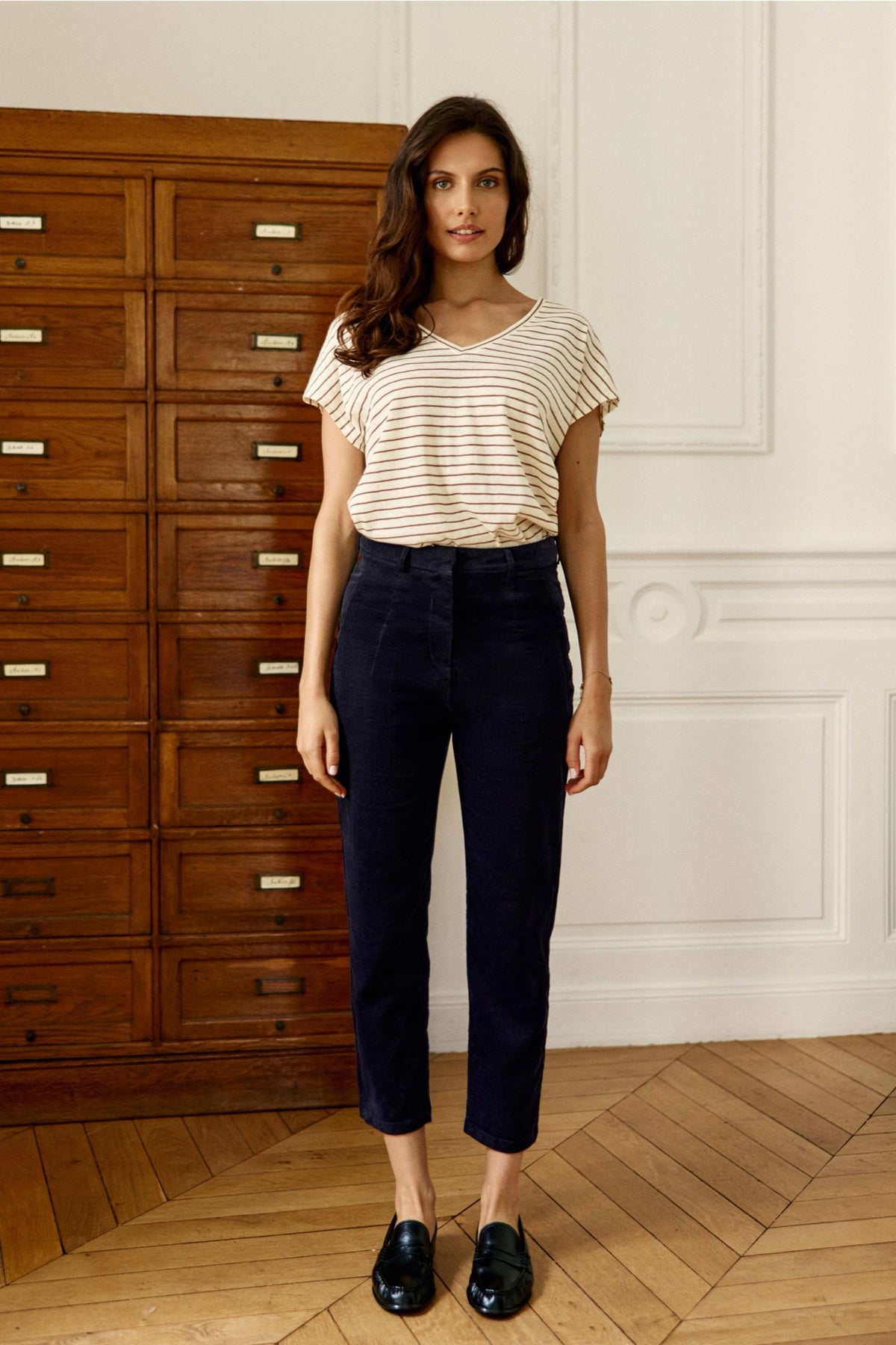 Pantalon cigarette Parfaito en velours côtelé — Marine