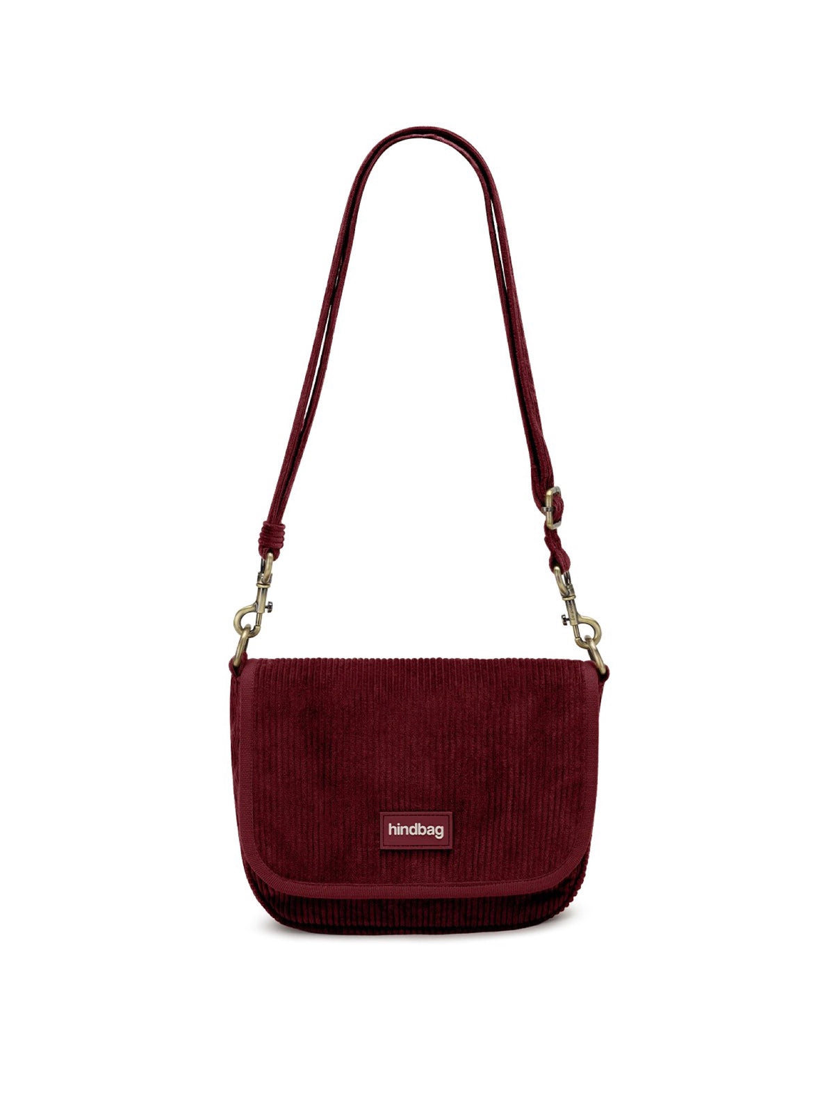 Hindbag Margault Sac bandoulière à rabat, velours ou tartan — Hindbag — Velours bordeaux — packshot 2 | Appart 17 Bruxelles