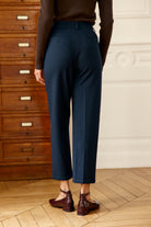 Pantalon carotte Parot à plis marqués — Marine — vue 3