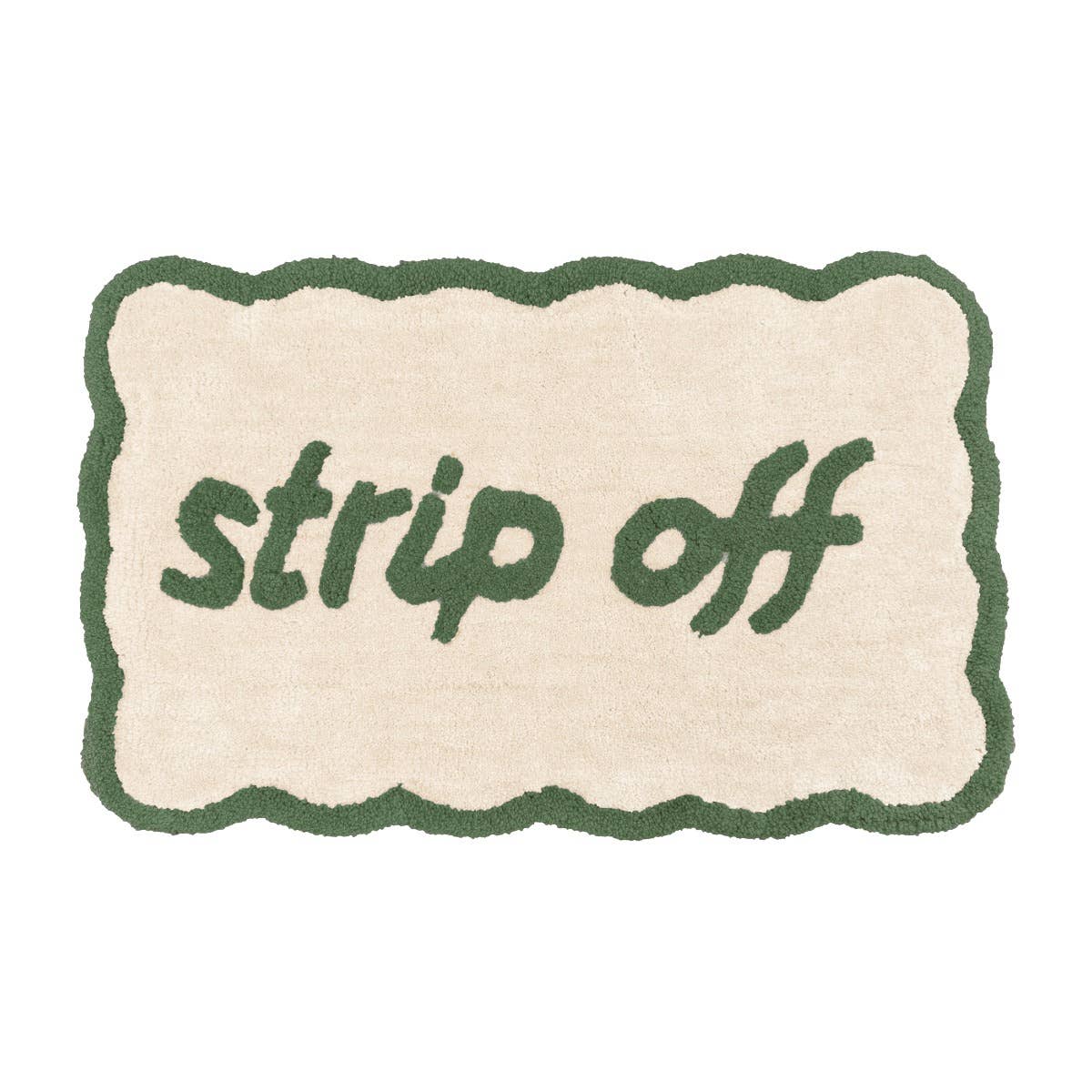 Tapis de bain « Strip Off » festonné — Crème & vert — Crème & vert, 50x80 cm | Appart 17