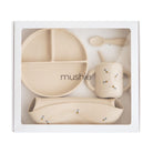 Coffret repas bébé en silicone — Mushie — Bees — packshot | Appart 17 Bruxelles