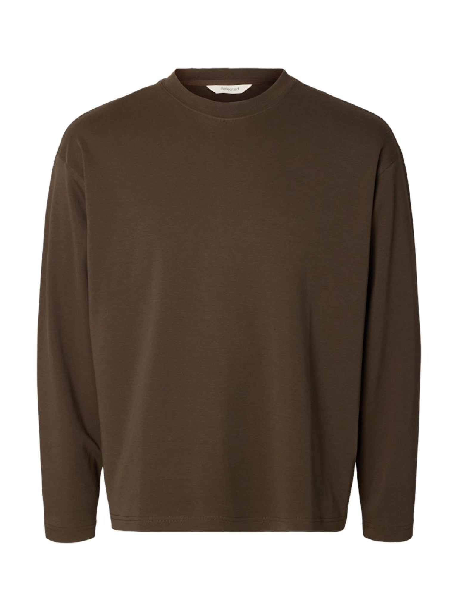 SLMTAJ T-shirt manches longues en coton bio — Turkish Coffee