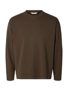 SLMTAJ T-shirt manches longues en coton bio — Turkish Coffee