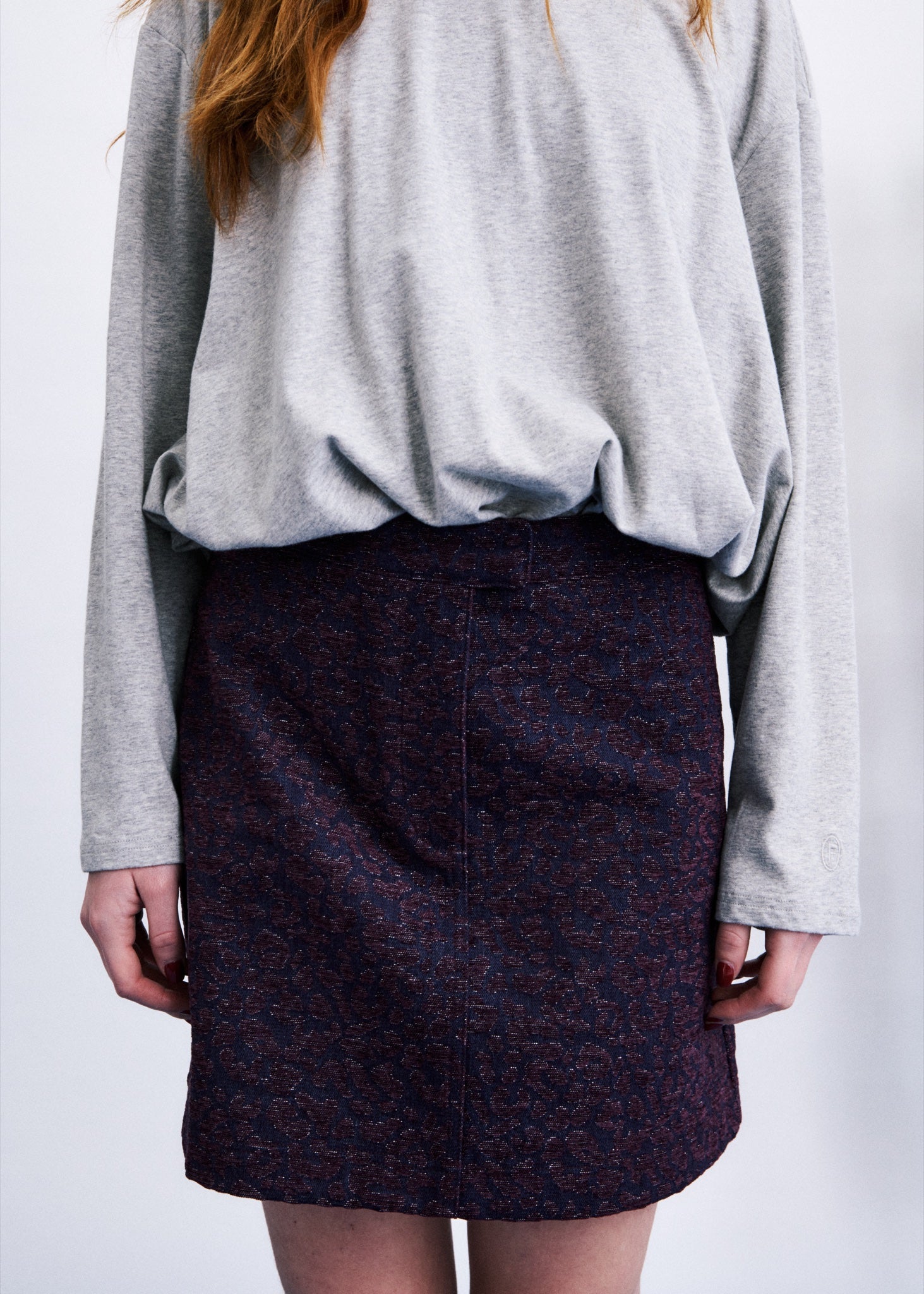 JEJU Jupe courte en tweed — Bordeaux — vue 4