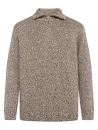 Quarter Zip Sweater — Brown Multi — KnowledgeCotton Apparel