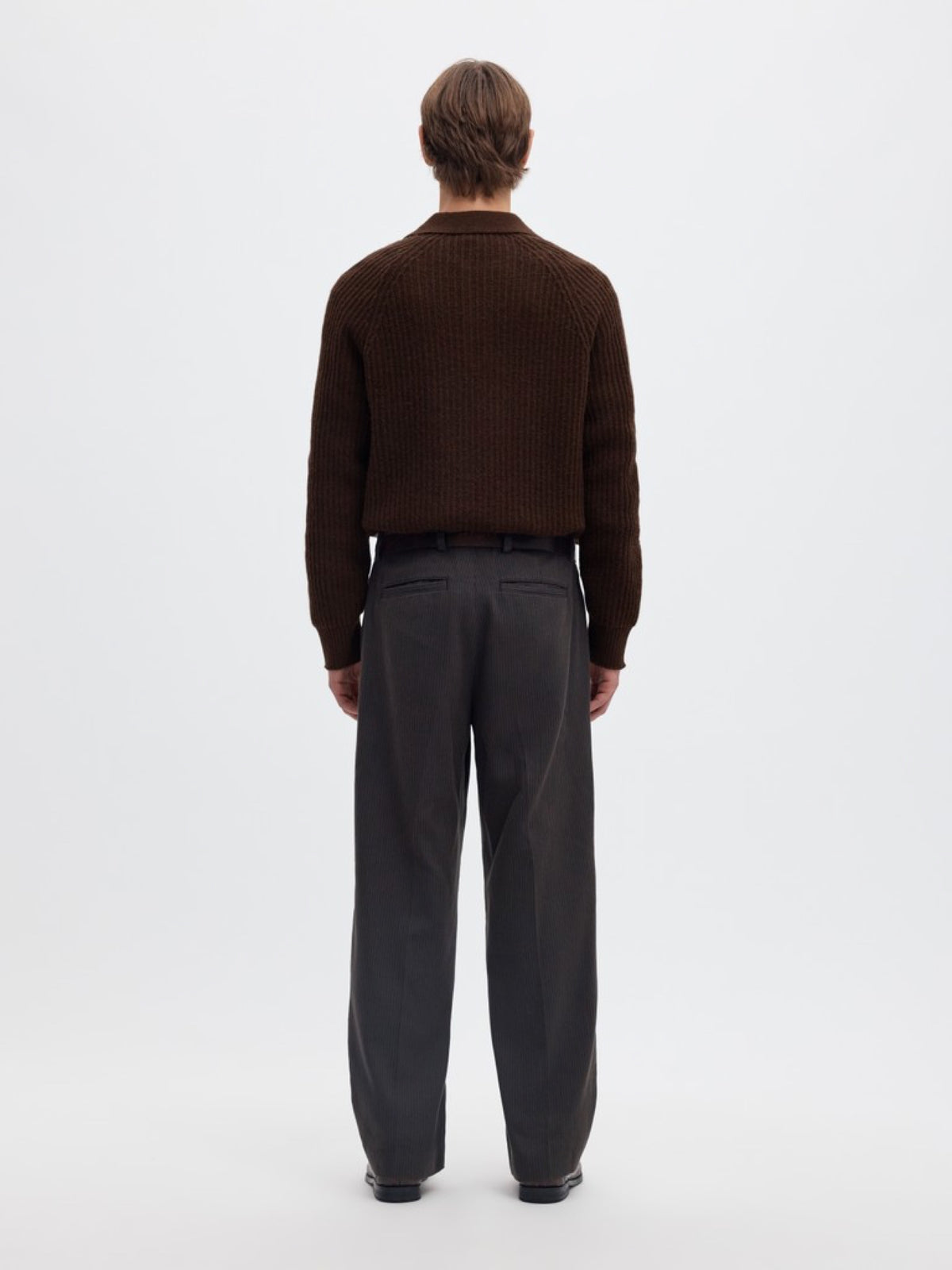 SLMBEN Pull col polo zippé en laine RWS — Selected Homme — Delicioso — porté, de dos 4 | Appart 17 Bruxelles