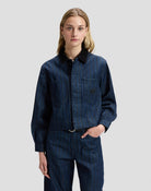 CROPPED CHORE Veste courte en denim à manches ballon — Lee — Hickory Rinse — porté | Appart 17 Bruxelles