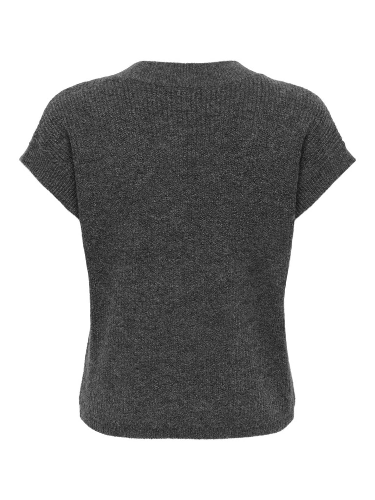 JDYELNE Pull manches courtes col rond en maille douce — JDY — Dark Grey Melange — packshot, vue 2 2 | Appart 17 Bruxelles