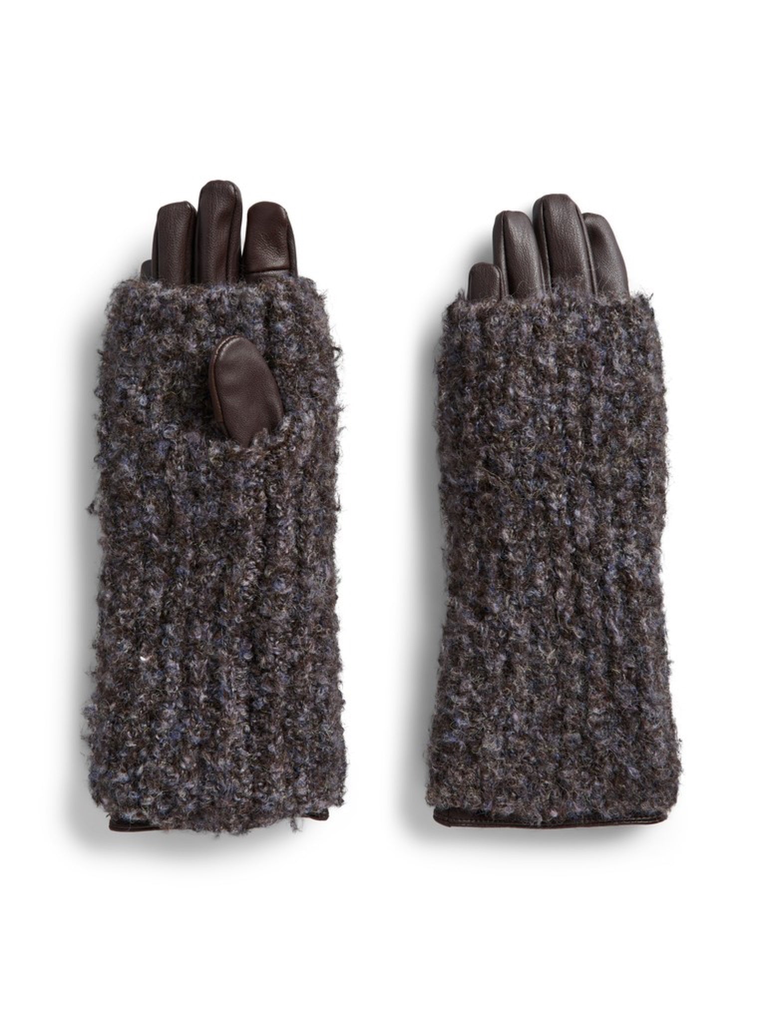 PCALASKA Gants 2-en-1 simili cuir et mitaines en maille — Pieces — Ganache — packshot | Appart 17 Bruxelles