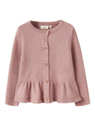 NMFNOMO Gilet en laine mérinos à basque fille — Lil' Atelier — Fawn — vue de face | Appart 17 Bruxelles