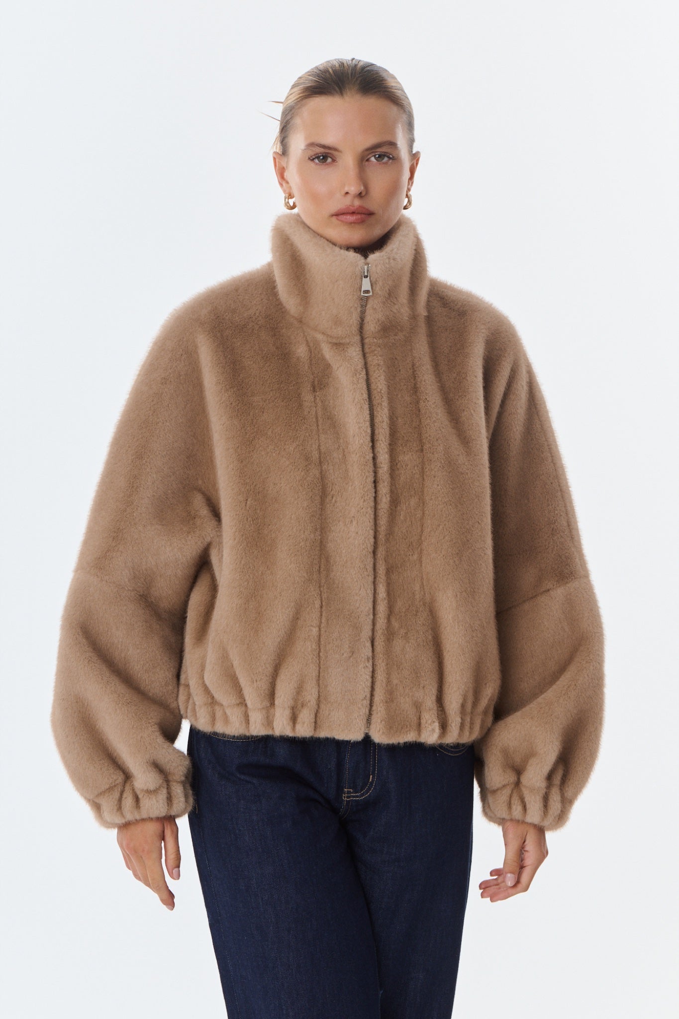 JOSIE Blouson en fausse fourrure — Taupe — vue 3