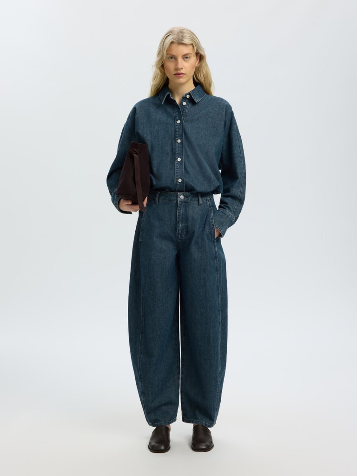 SLWBELLA Chemise en jean manches chauve-souris — Medium Blue Denim — vue 6
