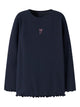 NMFVIVEMMAS T-shirt côtelé brodé de Noël fille — name it — Navy Blazer Bow — vue de face | Appart 17 Bruxelles