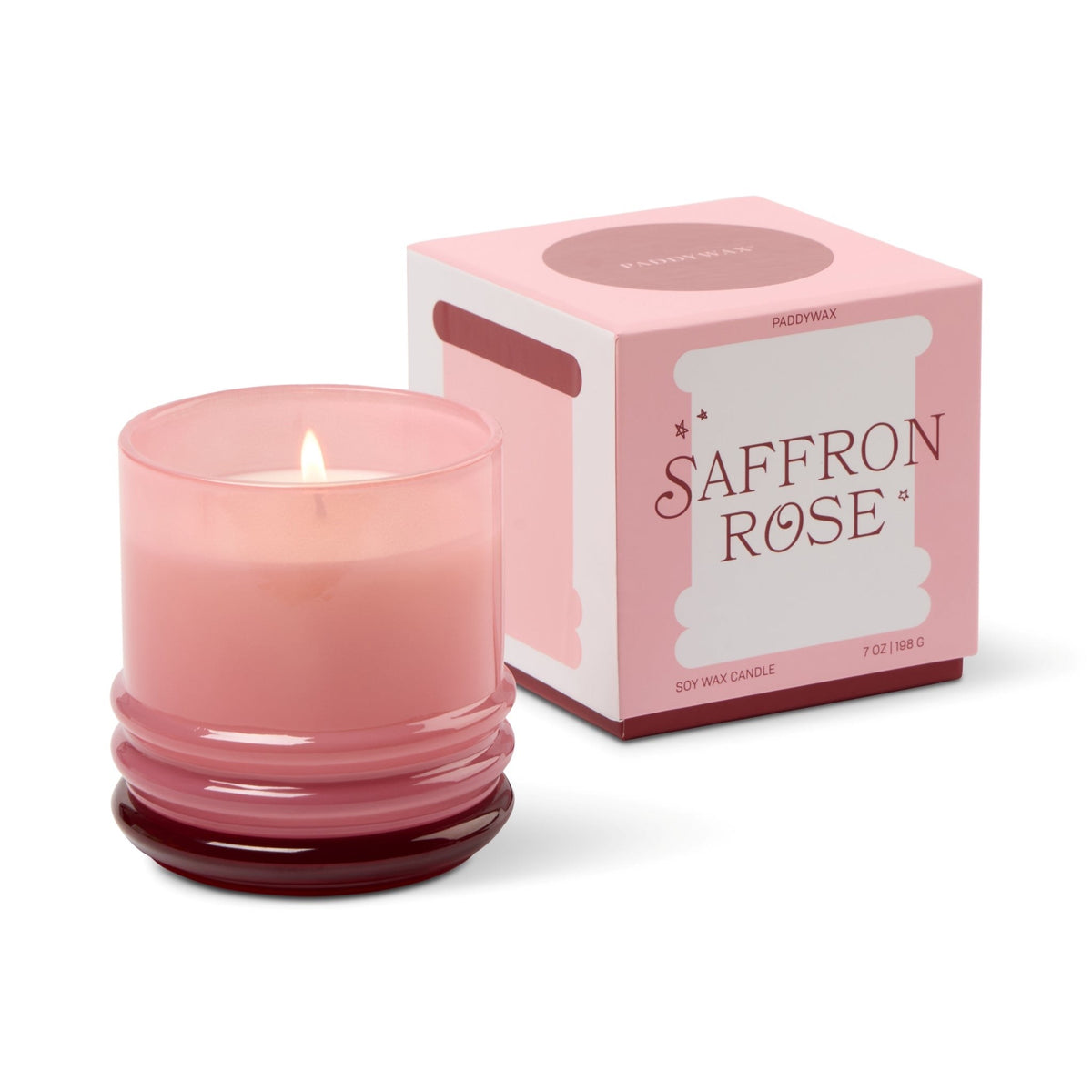 Paddywax Stack Bougie parfumée en verre empilable rose et rouge bordeaux 198 g — Paddywax — Saffron Rose — packshot 6 | Appart 17 Bruxelles