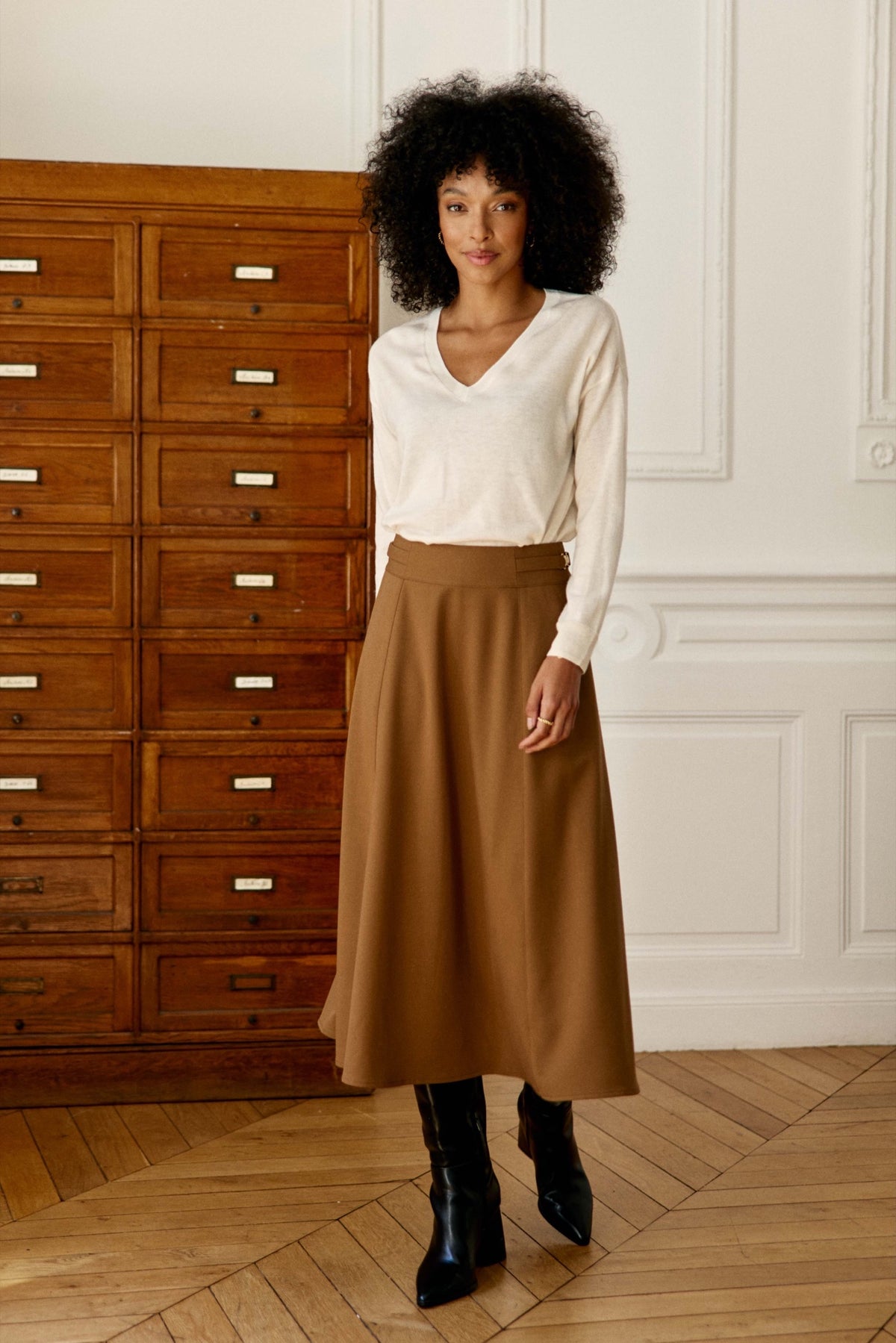 Pull ample Melyaf en maille fine à cravate amovible — Écru — vue 3