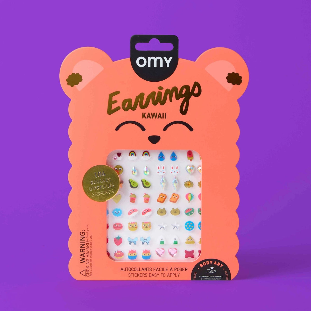 Boucles d'oreilles autocollantes, pack de 104 — OMY — Kawaii — packshot | Appart 17 Bruxelles