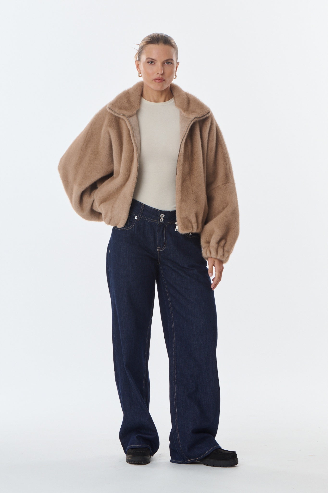 JOSIE Blouson en fausse fourrure — Taupe — Giovanni Paris