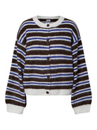 PCADA Cardigan rayé en maille douce — Pieces — Chicory Coffee Stripes — packshot | Appart 17 Bruxelles