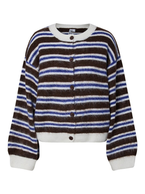 PCADA Cardigan rayé en maille douce — Chicory Coffee Stripes
