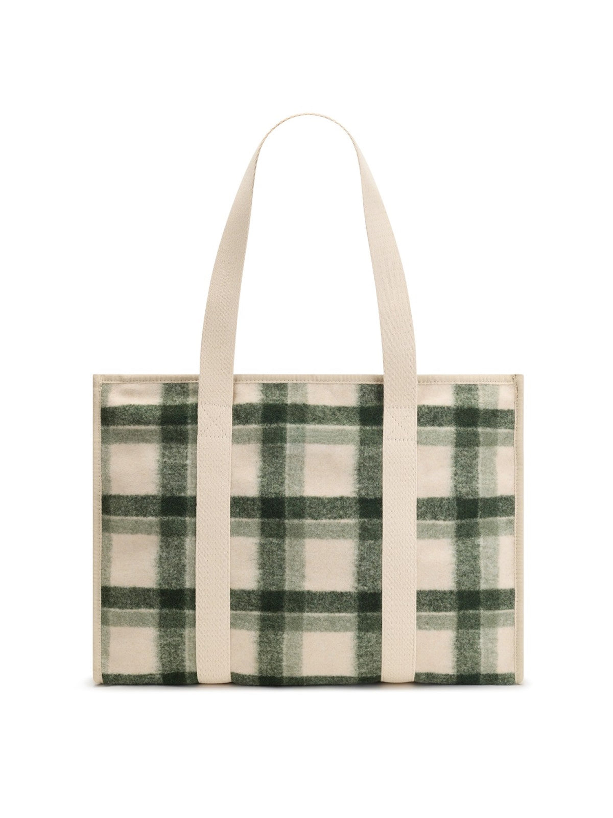 Hindbag Oscar Sac cabas zippé en tartan effet laine — Hindbag — Tartan vert — packshot, vue de dos 4 | Appart 17 Bruxelles