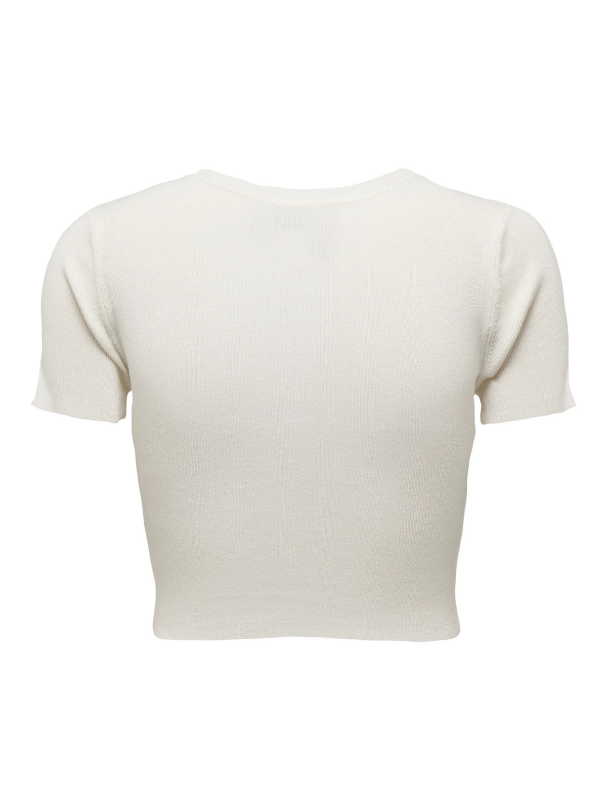 JDYCIRKELINE Crop top en maille fine manches courtes — JDY — Cloud Dancer — packshot dos 6 | Appart 17 Bruxelles