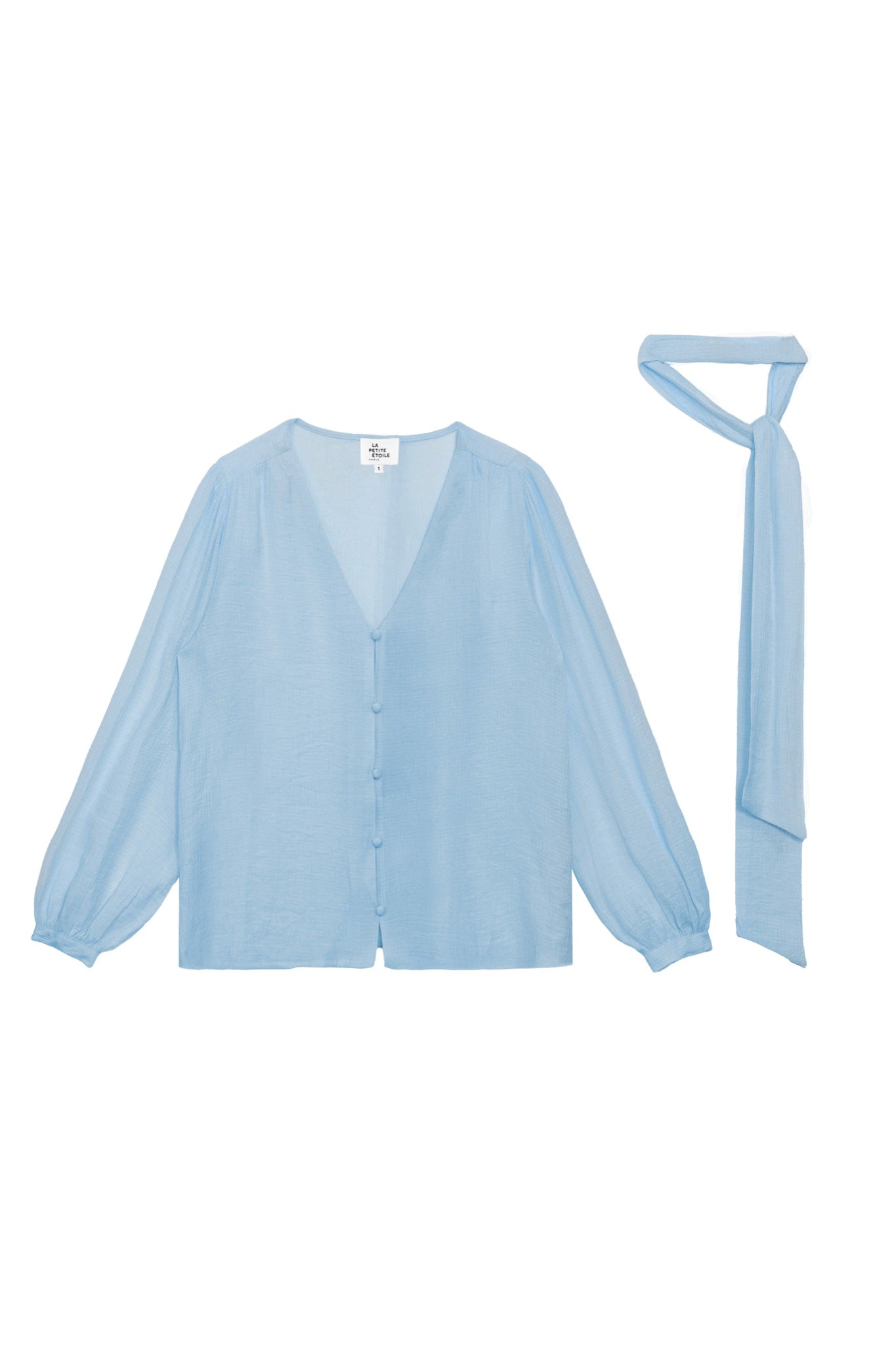 Blouse droite Bianca effet gaufré — Bleu ciel — vue 6