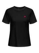 JDYPISA T-shirt col rond en coton bio à imprimé — JDY — Black / Bittersweet Heart — packshot | Appart 17 Bruxelles