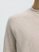 SLMDOMESTIC Pull col rond en laine Nativa — Silver Birch — vue 6