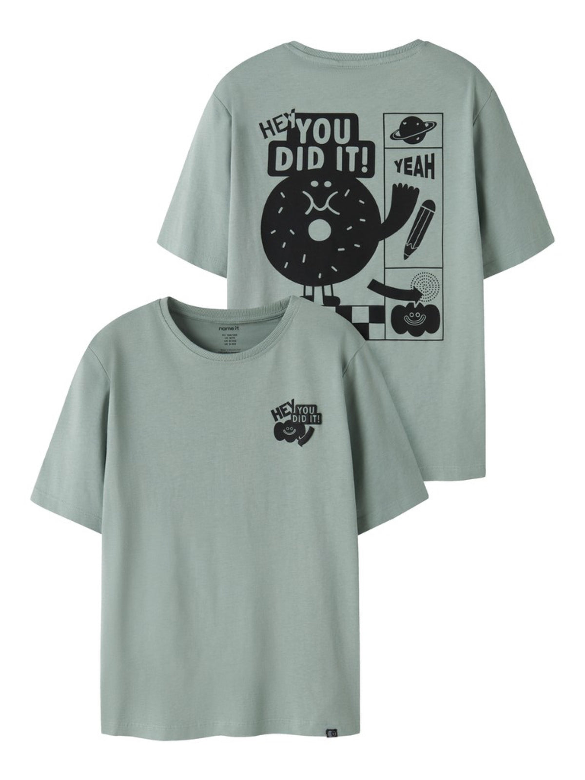 NKMKNASO T-shirt « You did it! » garçon — name it — Green Milieu — vue de face 2 | Appart 17 Bruxelles