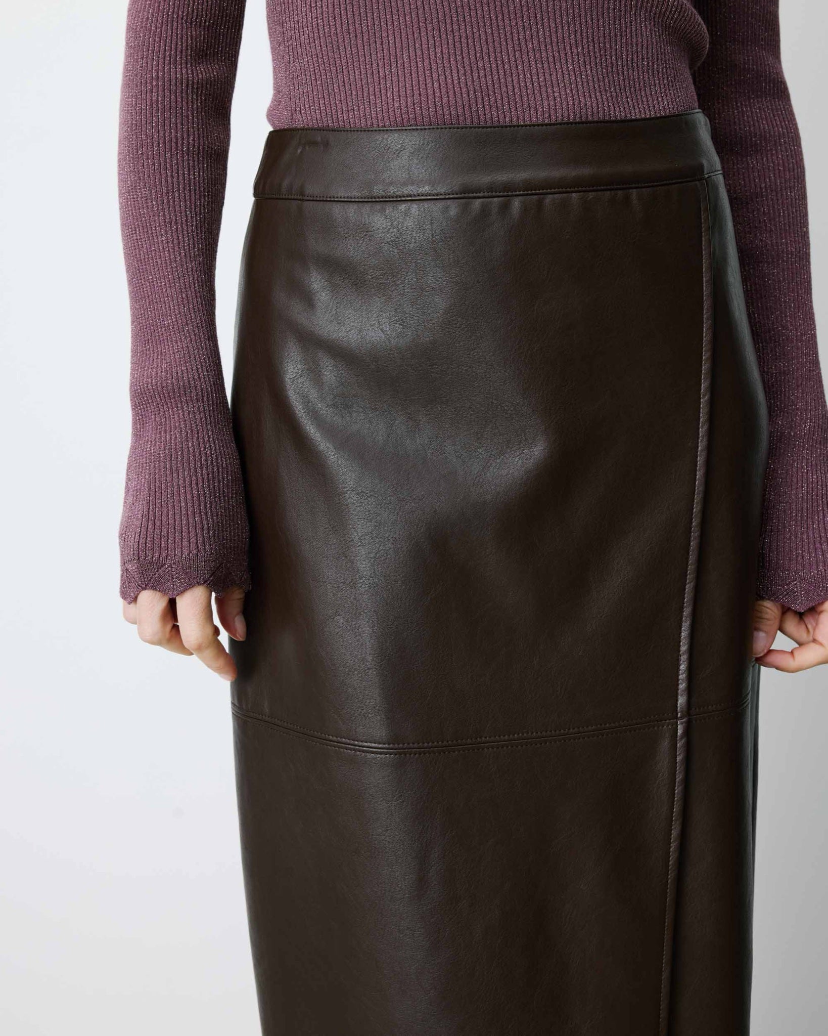 Aenor Jupe midi en simili-cuir — Chocolat — vue 4