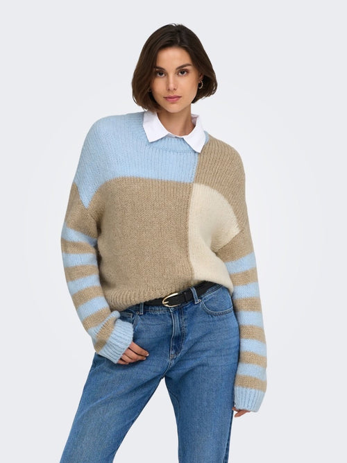 JDYKILIAN Pull color block à manches rayées — 2 coloris