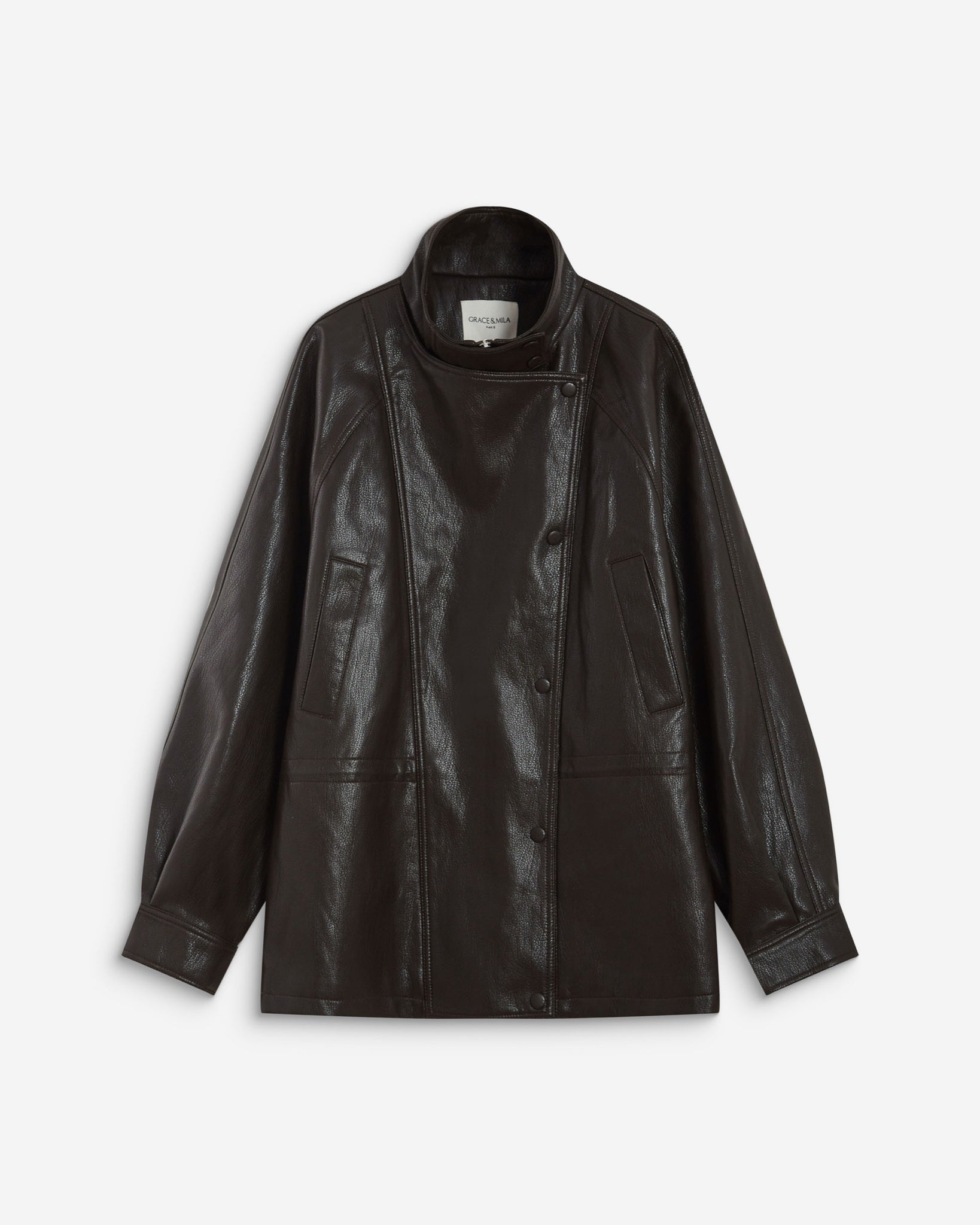 Auburn Veste en simili-cuir — Chocolat — Grace & Mila