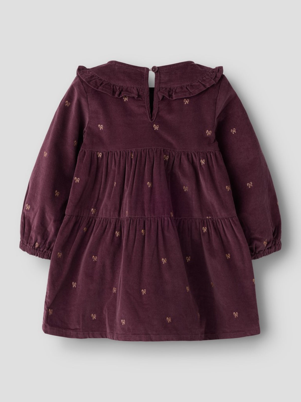 NMFLAURA Robe en velours côtelé à nœuds pailletés fille — name it — Catawba Grape Glitter Bow — packshot, dos 2 | Appart 17 Bruxelles