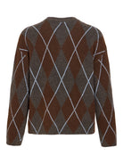 VIARGYLE Pull col rond en jacquard argyle — VILA — Dark Grey Melange — packshot 7 | Appart 17 Bruxelles