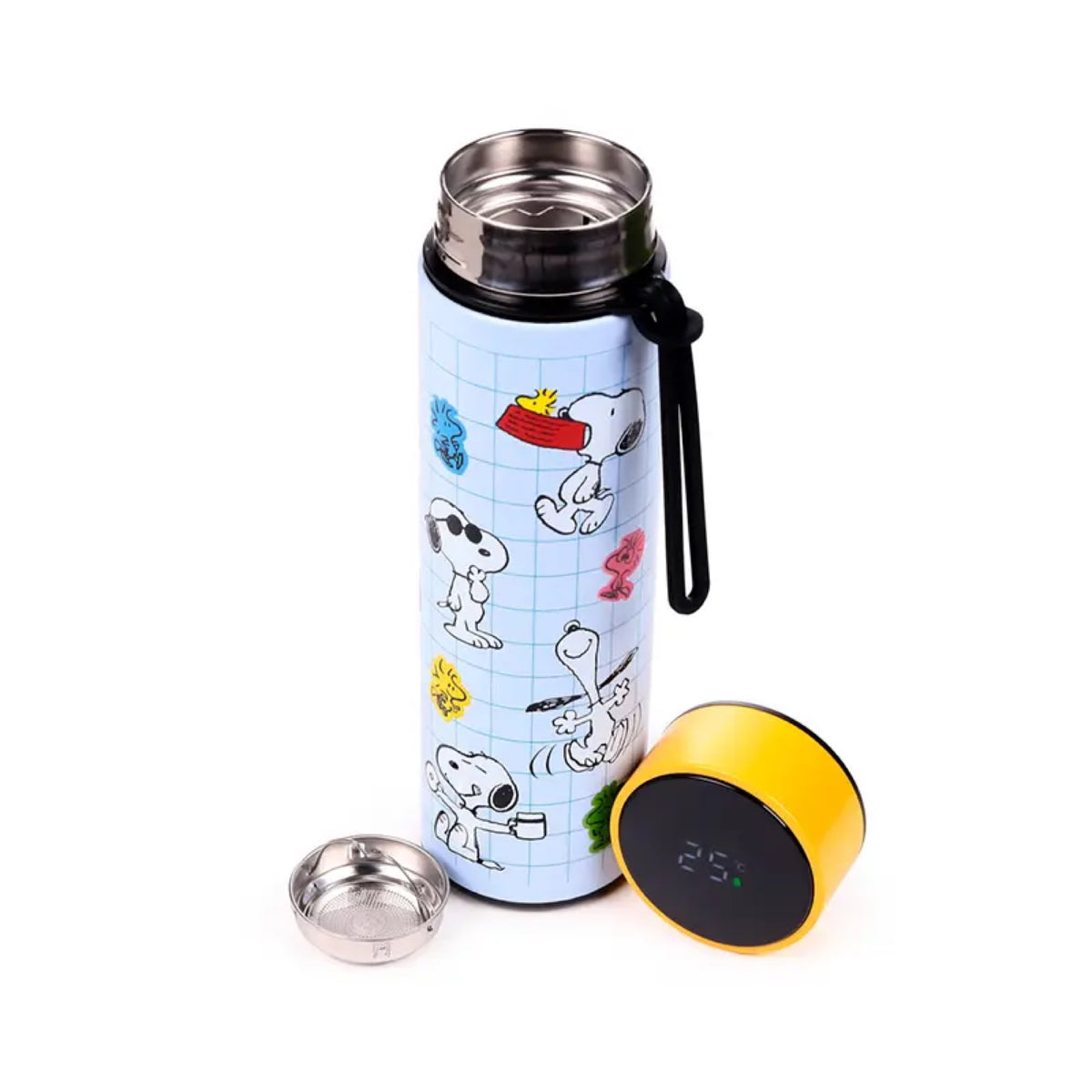 Gourde isotherme Snoopy et Woodstock à thermomètre — Puckator — Snoopy et Woodstock — packshot | Appart 17 Bruxelles