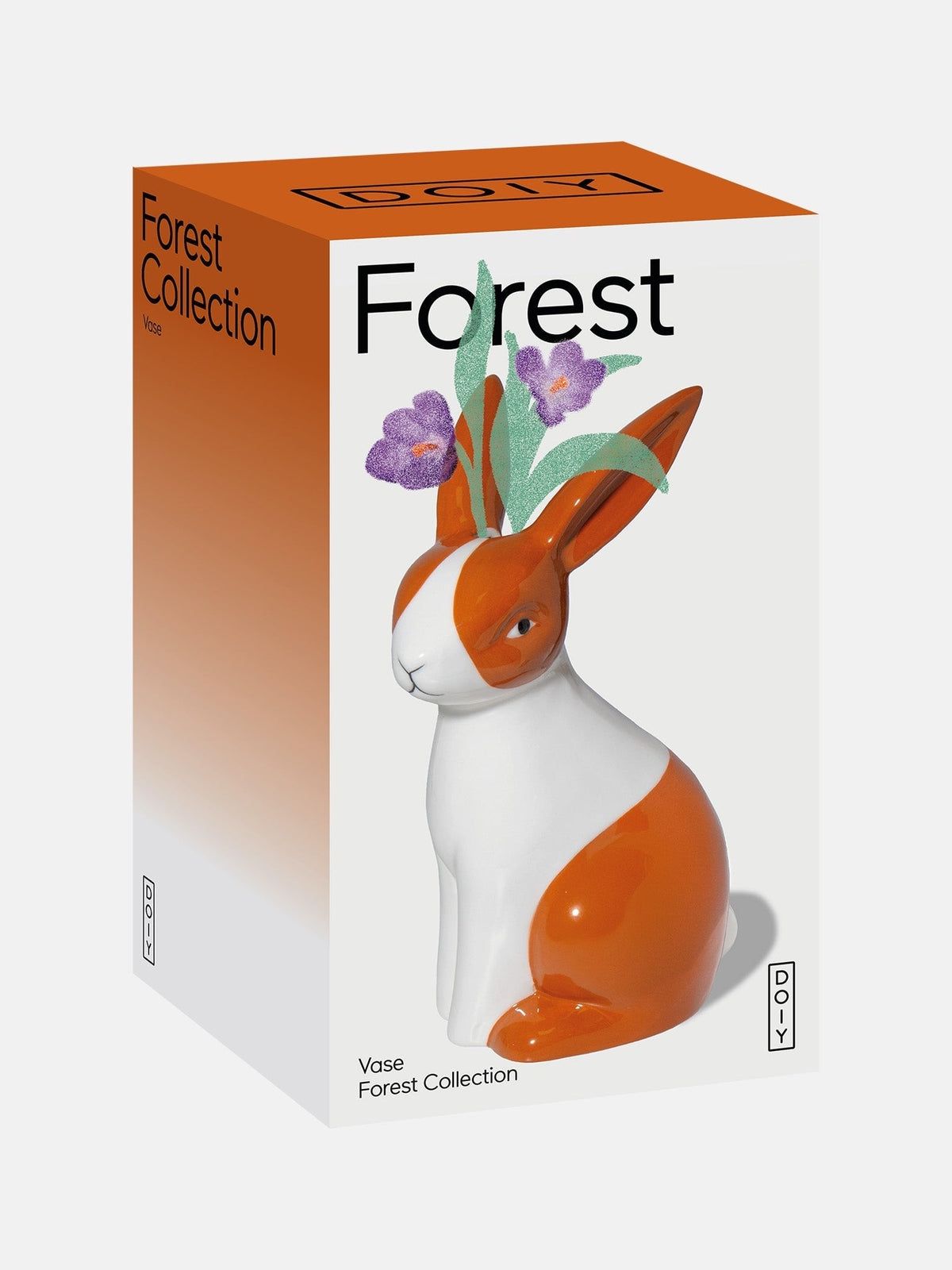 Vase lapin Forest en céramique, taille M — DOIY — Roux et blanc — détail 4 | Appart 17 Bruxelles