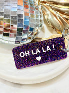 OH LA LA Porte-clés à paillettes Plus de Love: Violet
