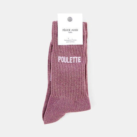 Chaussettes « Poulette » pailletées — Félicie Aussi — Raisin pailleté — photo produit | Appart 17 Bruxelles