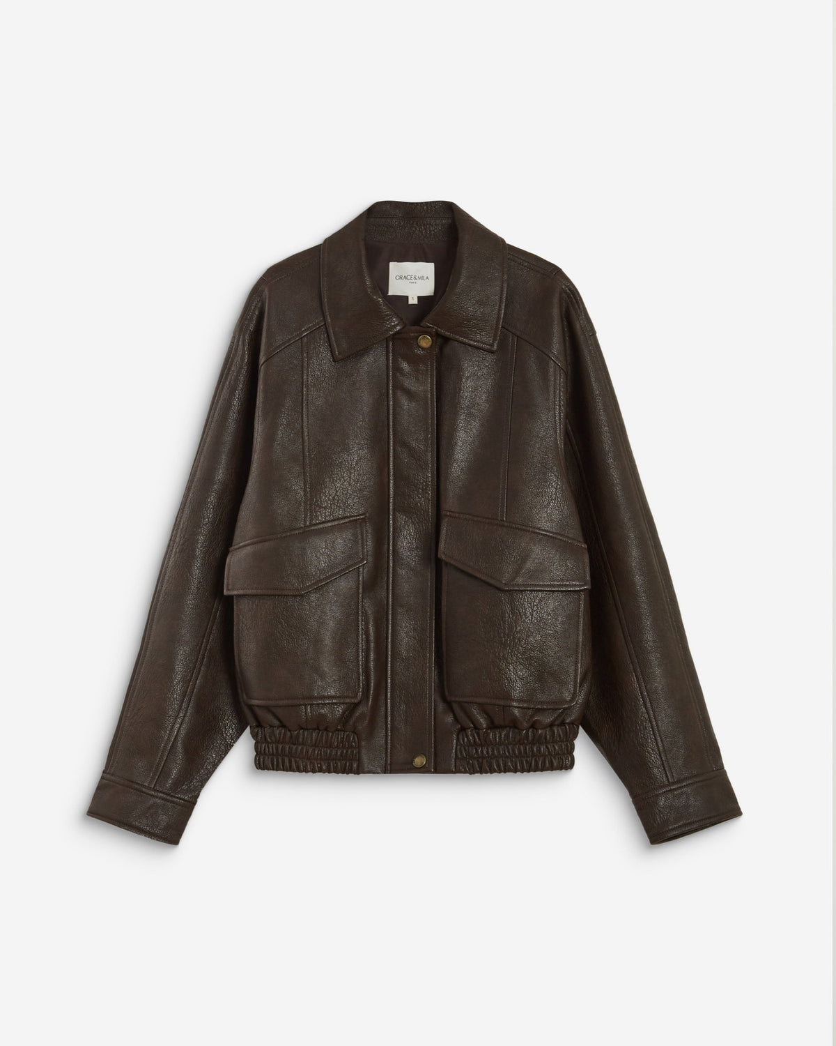 Axel Blouson oversize en simili-cuir — Grace & Mila — Chocolat — packshot 7 | Appart 17 Bruxelles