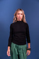 TIPHANIE Top col montant manches longues — Noir