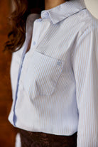 Chemise rayée Carli à poignets contrastés — Écru et bleu — vue 6