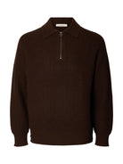 SLMBEN Pull col polo zippé en laine RWS — Selected Homme — Delicioso — packshot 6 | Appart 17 Bruxelles