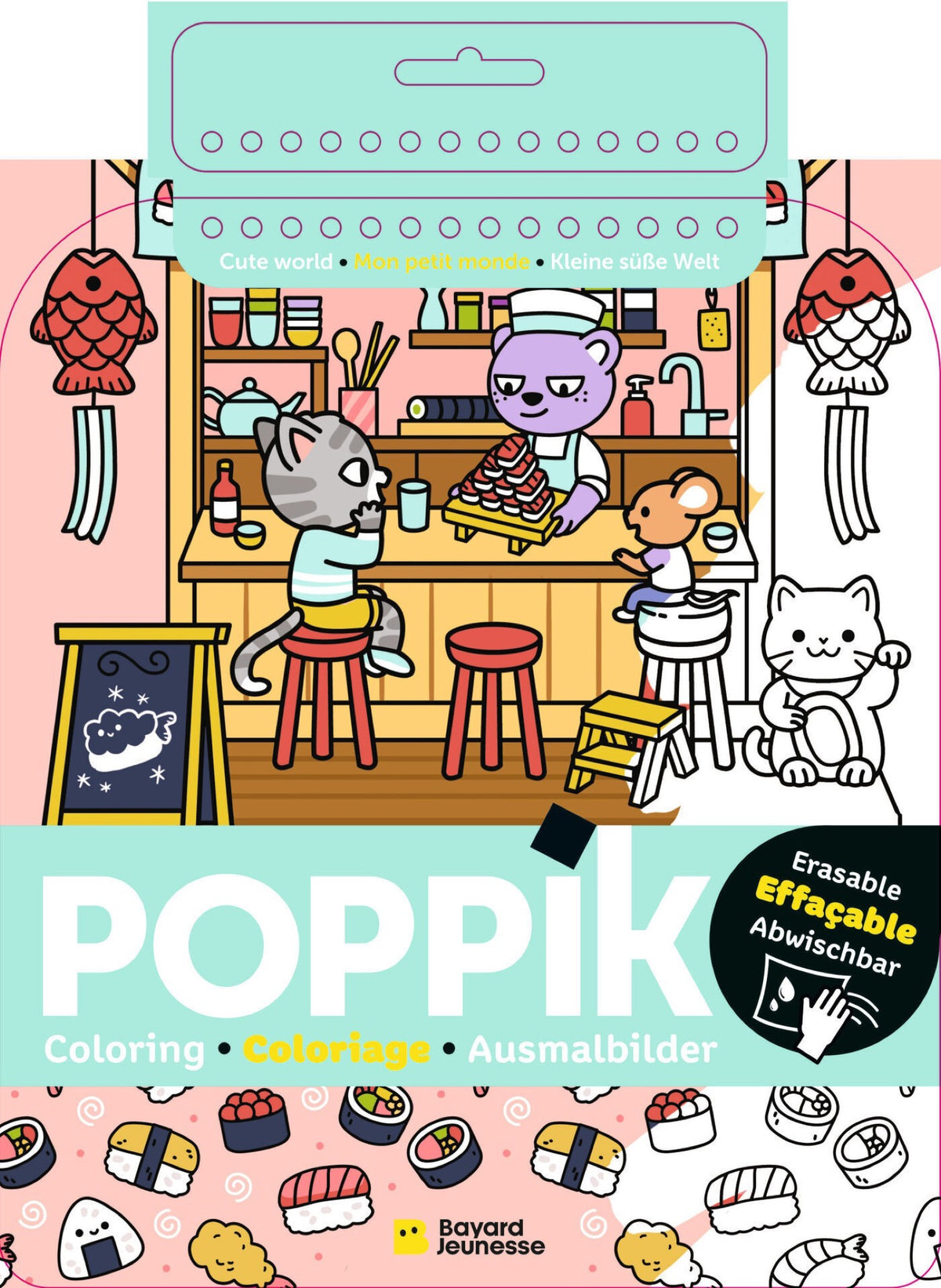 Coloriage effaçable réutilisable à spirale — Poppik — Cute World — packshot | Appart 17 Bruxelles