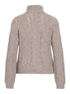 VIGLEEBA Pull col montant demi-zip en maille — VILA — Natural Melange — packshot, vue de dos 2 | Appart 17 Bruxelles