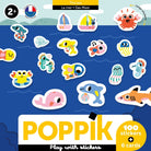 Premiers stickers dès 2 ans, 6 cartes + 100 stickers — Poppik — Animaux de la mer — packshot | Appart 17 Bruxelles