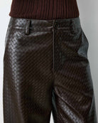 Artius Pantalon large en simili-cuir — Chocolat — vue 3