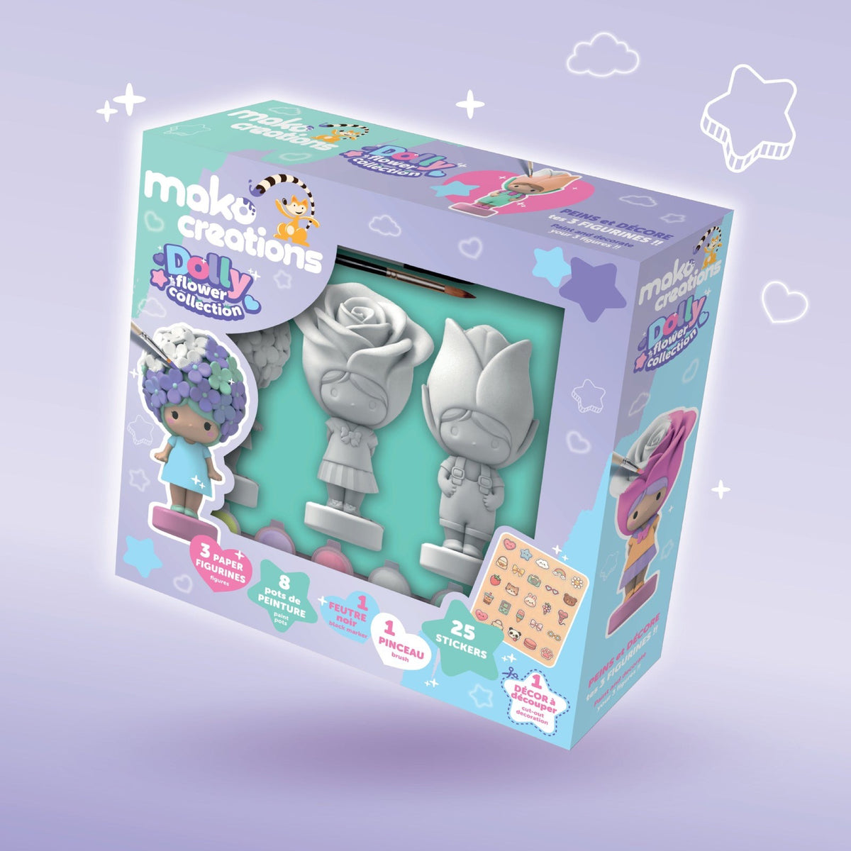 Kit de peinture Dolly Collection, 3 figurines à décorer — mako moulages — Flower — packshot | Appart 17 Bruxelles