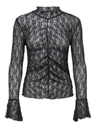 JDYLALA Top en dentelle col montant, manches volantées — JDY — Black — packshot 6 | Appart 17 Bruxelles
